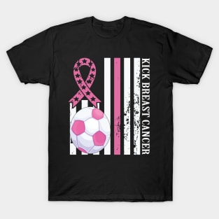 Kick Breast Cancer Awareness Soccer Pink Ribbon T-Shirt